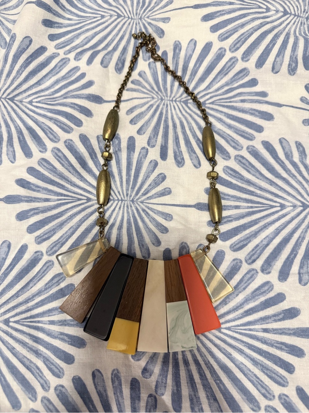 Noonday Collection Multicolor Geometric Fan Necklace — Brass-Tone Chain